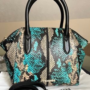 🦜NWT Brahmin Mini Camila Bird of Paradise Frontera snake embossed leather🦜